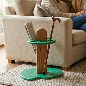 Ash Wood Entryway Table with Recycled Plastic Base, Umbrella Stand