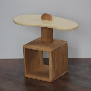 Small Table with Recycled Plastic Top, Sofa Table for Cups and Books, Handmade Japanese Style Low Table, Wood Coffee Table with Storage