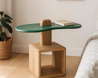 Recycled Coffee Table – Modern Japandi Wooden Sofa Table, Handmade From Recycled Plastic, Unique Upcycled Funky Furniture Home Decor