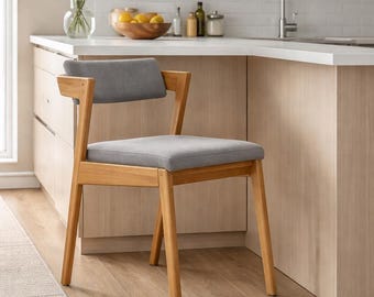 Modern Wood Chair – Scandinavian Style Accent Seat, Handmade Oak Dining Chair, Minimalist Solid Wood Furniture For Living Room