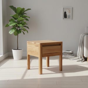 Japandi Bedside Table – Handmade Wooden Nightstand With Storage, Minimalist Side Table For Sofa Or Bed, Scandinavian Style Furniture