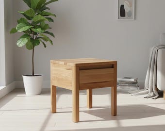 Japandi Bedside Table – Handmade Wooden Nightstand With Storage, Minimalist Side Table For Sofa Or Bed, Scandinavian Style Furniture