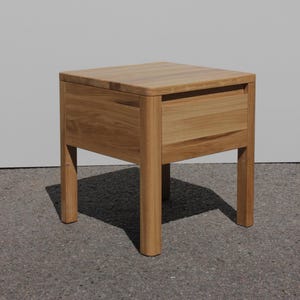 Minimalist Nightstand with Drawer, Solid Wood Nightstand, Solid Oak Wood Bedside Table with Storage, Handmade Bed Table, Bedroom Furniture
