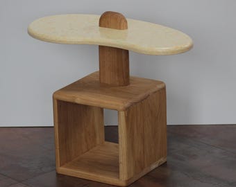 Set of Handcrafted Furniture, Pair of Chair and Coffee Table, Designer Furniture, Recycled Plastic Furniture, Natural Oak Wood Furniture