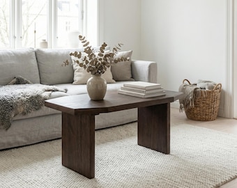 Japandi Coffee Table, Solid Oak Wood Table, Modern Handmade Coffee Table, Scandinavian Sofa Table, Minimalist Eco Friendly