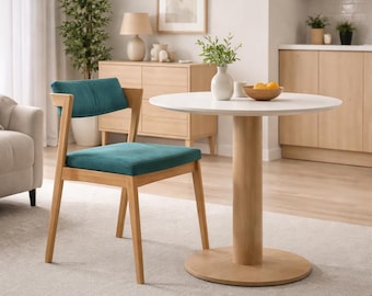 Modern Scandinavian Solid Oak Chair, Comfortable Wooden Accent Dining Chair For Kitchen Or Living Room