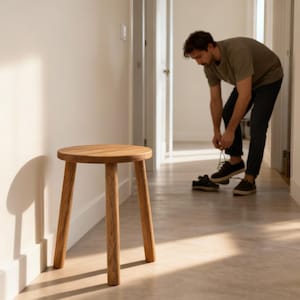 Holz Skandinavischen Tritthocker, Minimalist Eiche Küche Und Bad Runder Hocker, Kleines Holz Tabouret Für Moderne Wohnkultur