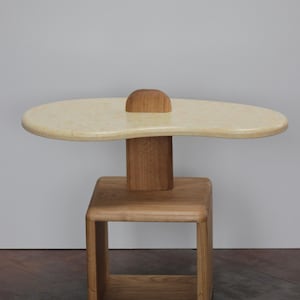 Handmade Japanese Style Coffee Table - Unique Furniture Made from Ash Wood and Recycled Plastic, Modern Designer Eco Friendly Side Table