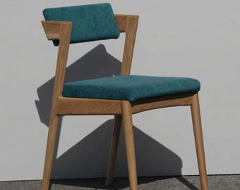 Solid Wood Dining Chair, Oak Accent Armchair For Kitchen Or Living Room, Modern Wooden Chair, Comfortable Scandinavian Furniture