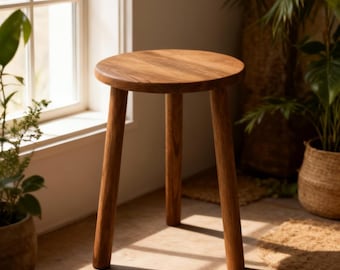 Taburete de madera, taburete moderno escandinavo de roble, taburete pequeño de fresno para cocina, soporte para plantas