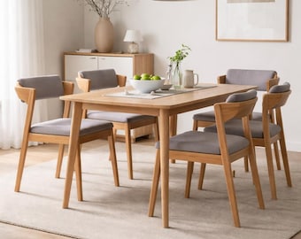 Scandinavian Solid Oak Dining Chair, Modern Wooden Accent Chair For Kitchen Or Living Room