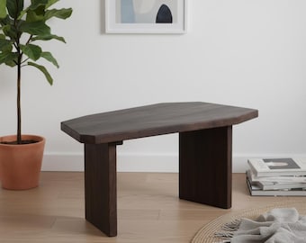 Wood Coffee Table – Solid Oak Handmade Furniture, Minimalist Sofa Table, Japandi Design
