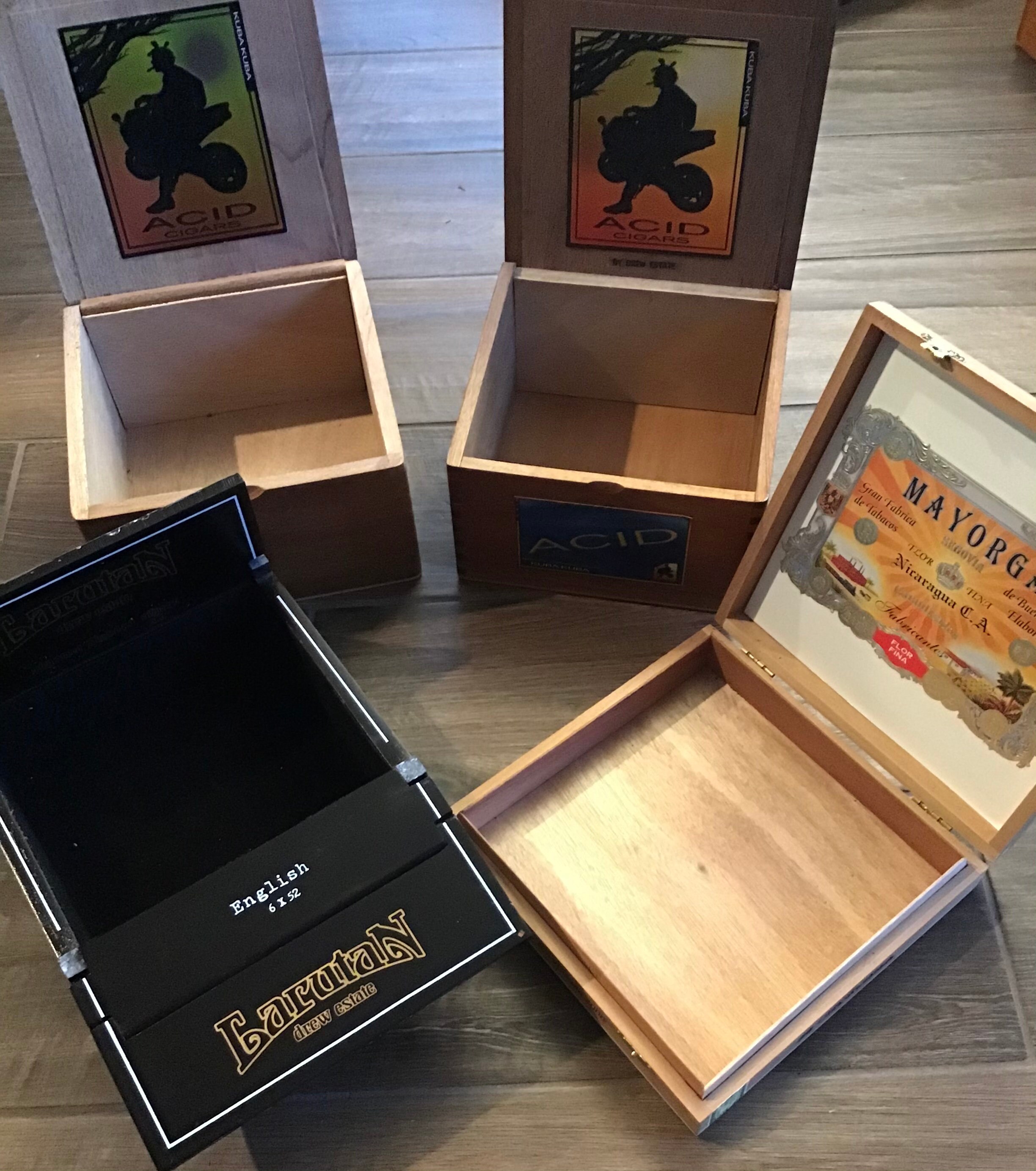 Jewelry Box, Keepsake Wood Cigar Boxes, Hand Painted, Black White Tree