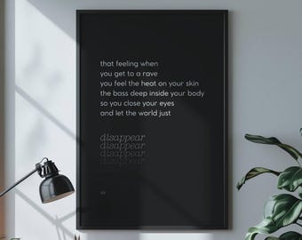 World disappears at a rave | drum and bass techno edm music artwork | rave theme prints | gifts for ravers and music lovers | minimalistic
