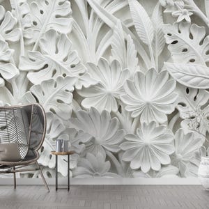 3D Leaves Wallpaper, Stunning Leaf Design for a Modern Look, Nature-Inspired Wall Art, Peel Stick, Custom Wallpaper
