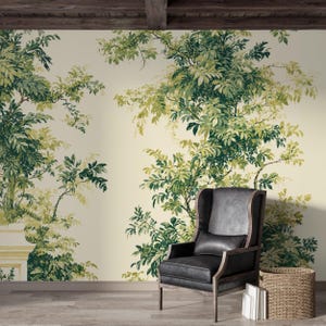 Wandbild des botanischen Gartens, klassische entfernbare Tapete, Weinlese-Peel-Stick-Wandkunst, elegantes selbstklebendes Wandbild