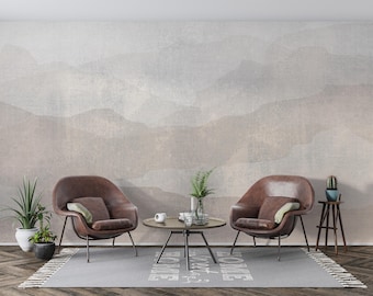 Carta da parati con texture astratta, beige neutro, murale effetto cemento, minimal autoadesiva, rimovibile