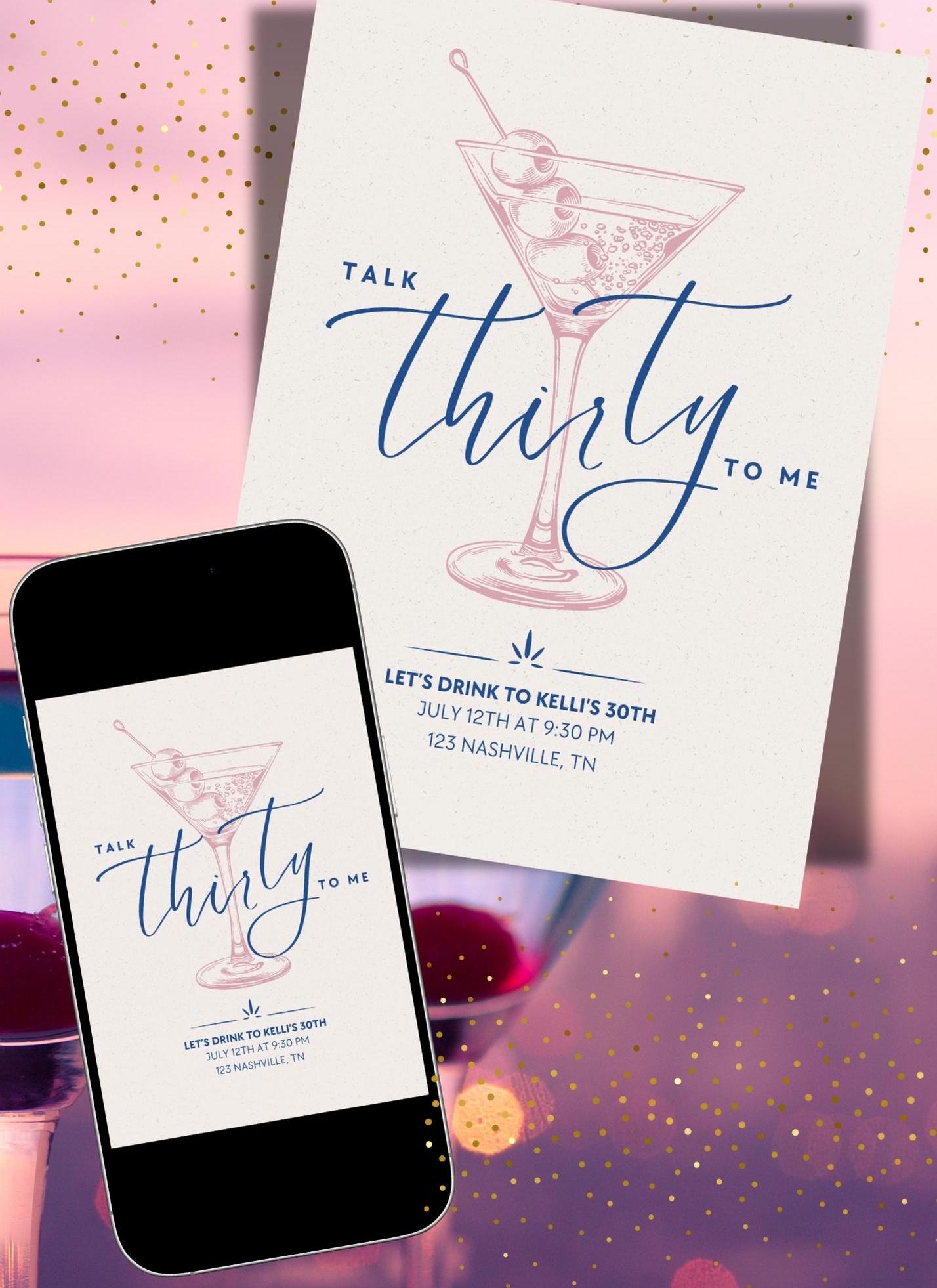 Talk Thirty to Me Birthday Invitation, Editable Template Invitation, Birthday Party Invites ...