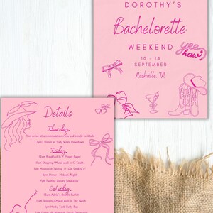Nashville Invitation & Itinerary Template, Let&#39;s Go Girls Bachelorette Weekend Invite, Last Rodeo, Let&#39;s Get Nashty, Western, CANVA