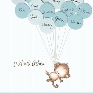 Baby Shower Guestbook-monkey With Stripes - Etsy