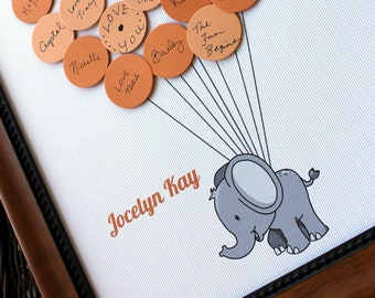 Baby Shower Guest Book - Elephant with Balloons