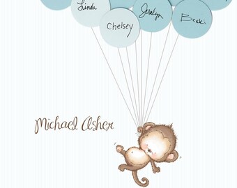 Baby Shower Guestbook-Monkey with Stripes