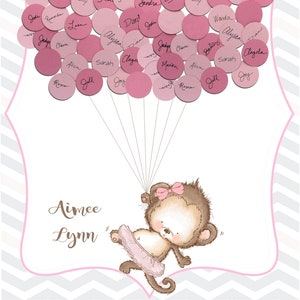 Baby Shower Guest Book Alternative Print - Ballerina Monkey - Etsy