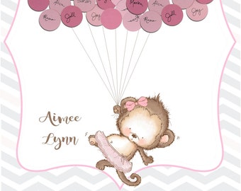 Baby Shower Guest Book Alternative Print - Ballerina Monkey