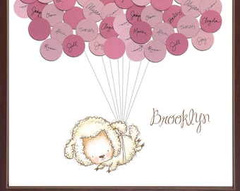 Sheep Lamb Theme Baby Shower Guestbook Print - Girl