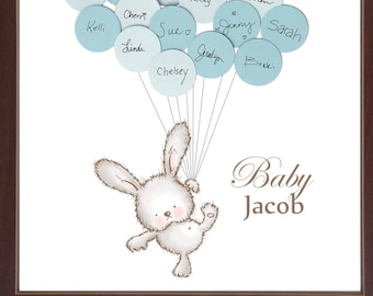 Baby Bunny Guest Book Print - Boy