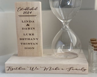 Unity Sand Ceremony Set With Hourglass - Blended Familes - Couples - Together We Make A Family - Sand Ceremony with Hourglass