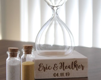 Sand Ceremony Contemporary Hourglass Set - Beach Wedding - Blended Family