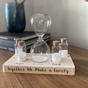 Unity Sand Ceremony Set With Hourglass - Blended Familes - Couples - Together We Make A Family - Sand Ceremony with Hourglass