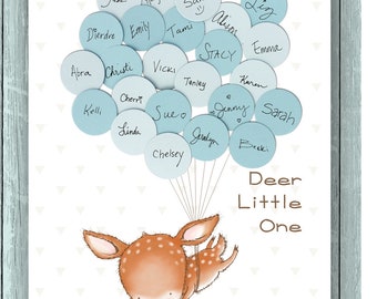 Baby Shower Guest Book - Deer Fawn with Balloons