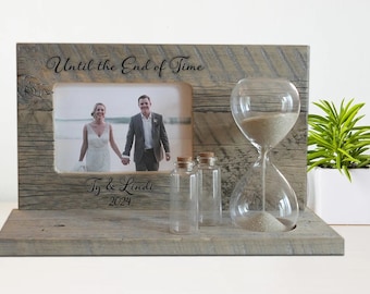 Sand Ceremony Set with Custom Engraving and Hourglass Beach Wedding Blended Family