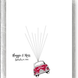 Wedding Guest Book Just Married Car Balloons image 2