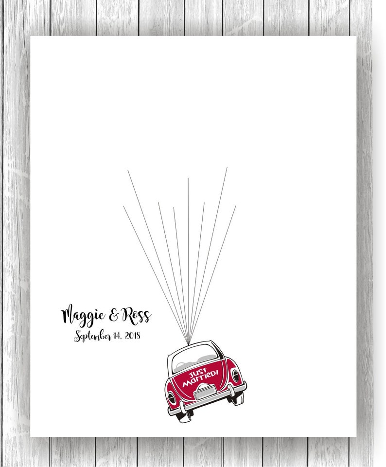 Wedding Guest Book Just Married Car Balloons image 2