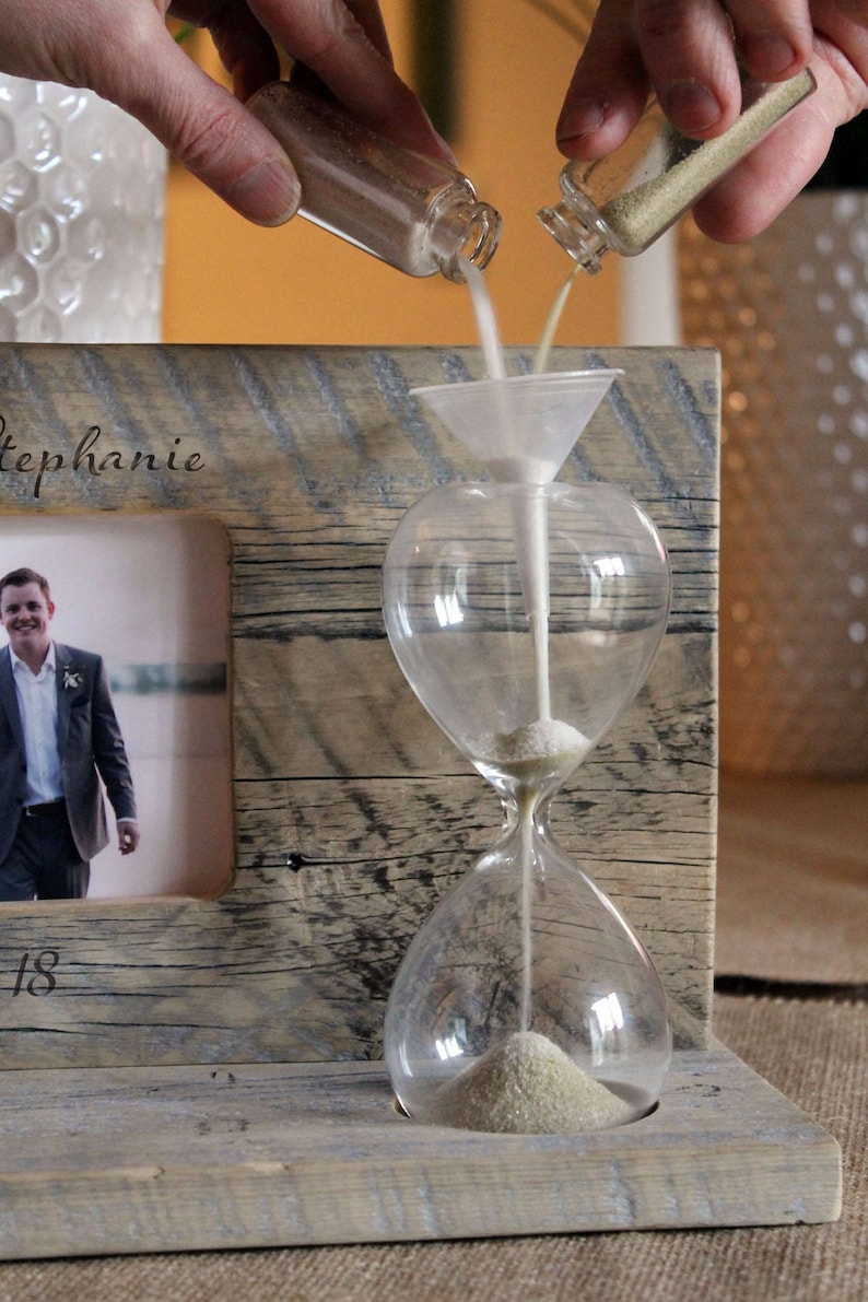 Sand Ceremony Set with Custom Engraving and Hourglass Beach Wedding Blended Family image 2