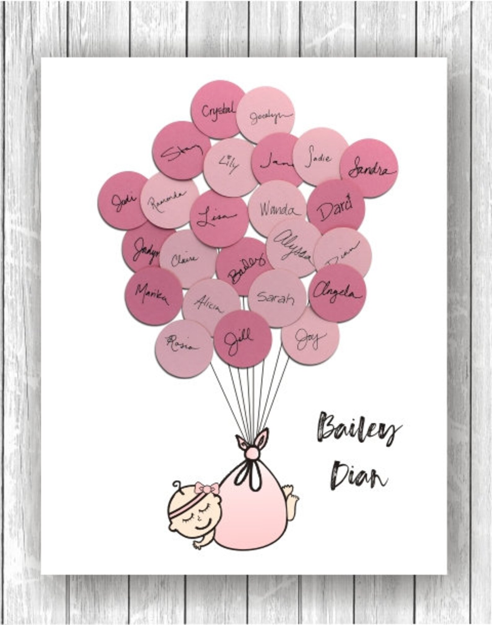 Baby Shower Guest Book Print Color Girl | Etsy