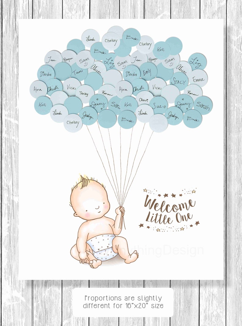 Baby Shower Guest Sign-In Guest Book Alternative Baby Boy New Design image 3