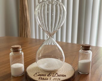Personalized Sand Ceremony Hourglass Set: Rustic Wedding Unity Keepsake