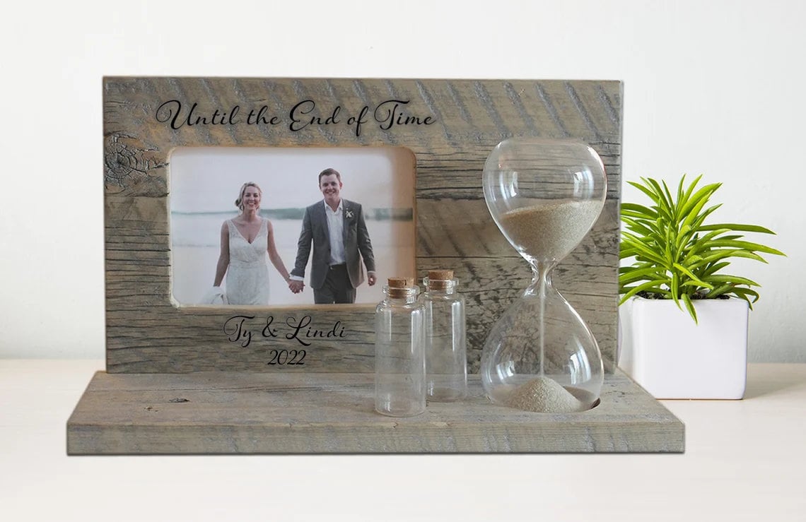 Sand Ceremony Set with Custom Engraving and Hourglass Beach image 1