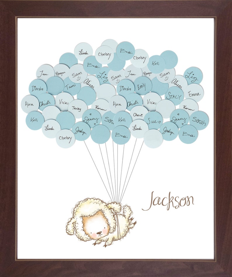 Sheep Lamb Theme Baby Shower Guestbook Print Boy Etsy
