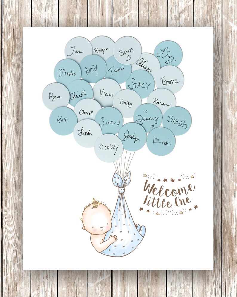 Baby Shower Guest Sign In Book Alternative Boy Image 0