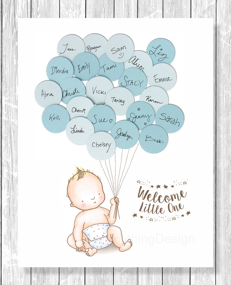 Baby Shower Guest Sign-In Guest Book Alternative Baby Boy New Design image 1