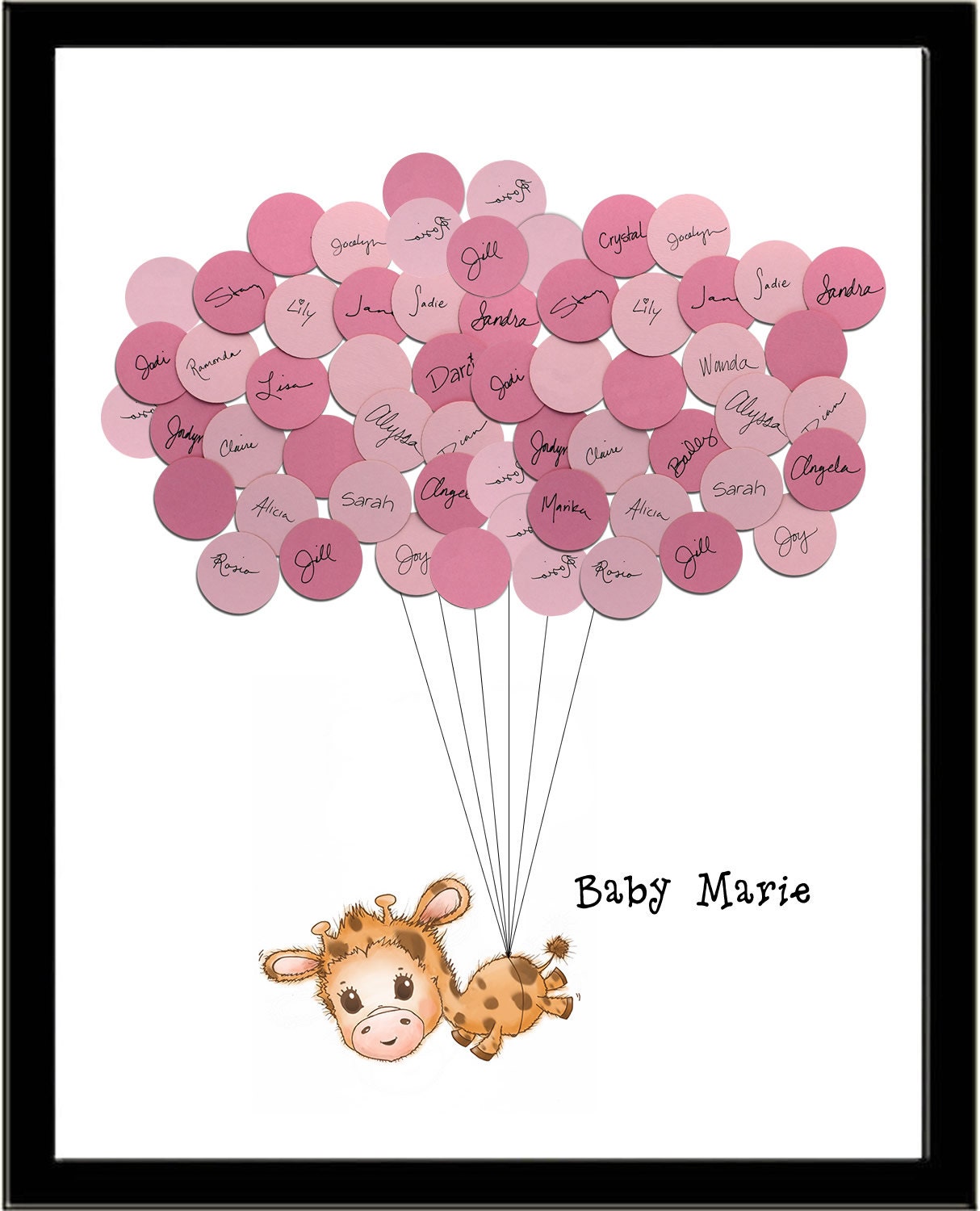 Giraffe Theme Baby Shower Guest Book Print For Girl Etsy