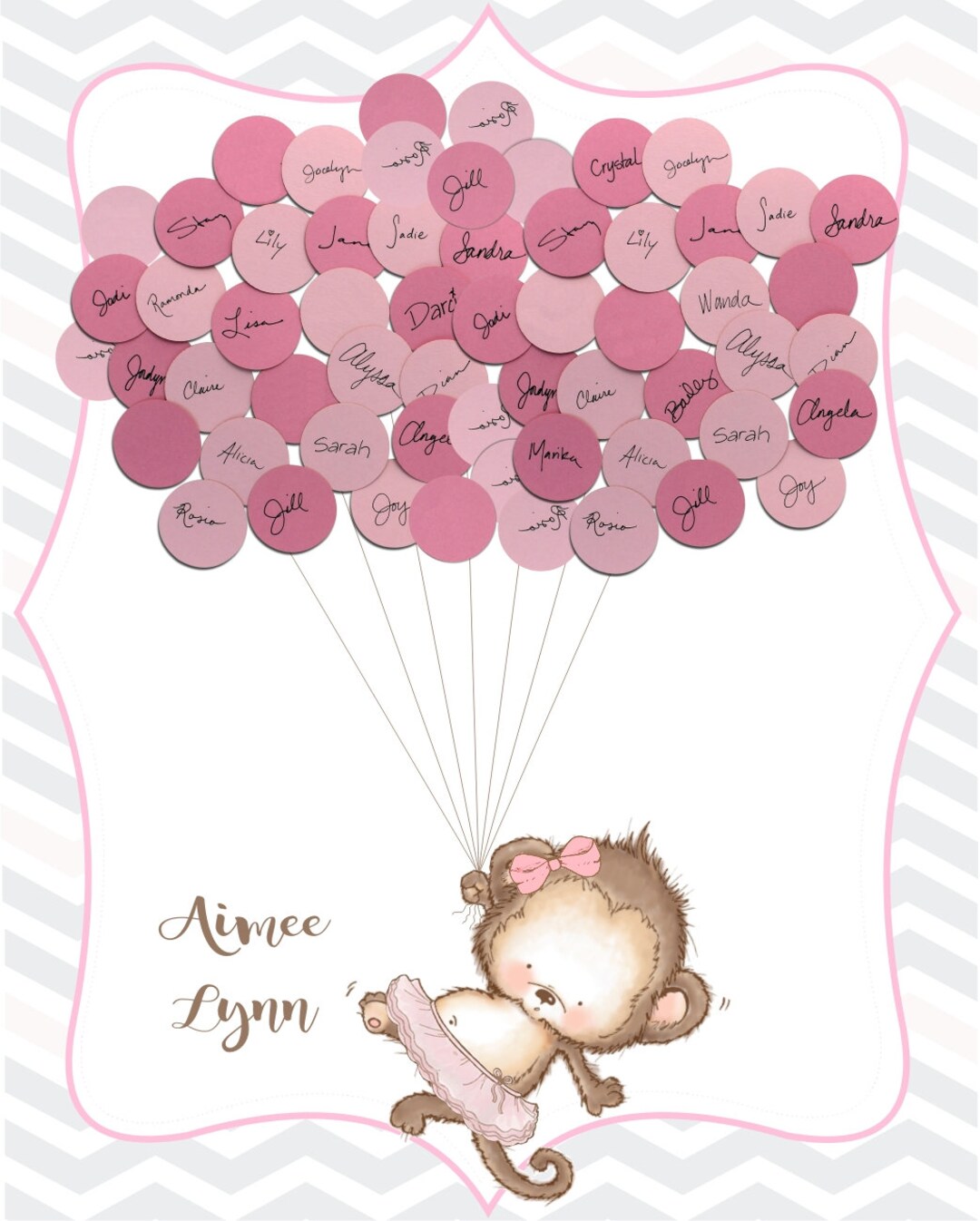 Baby Shower Guest Book Alternative Print - Ballerina Monkey - Etsy