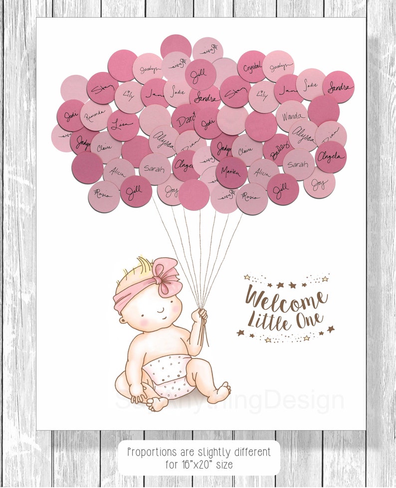 Baby Shower Guest Signin Guest Book Alternative Baby Girl Etsy