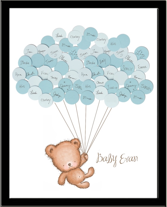 Baby Shower Teddy Bear Guestbook Print Boy 