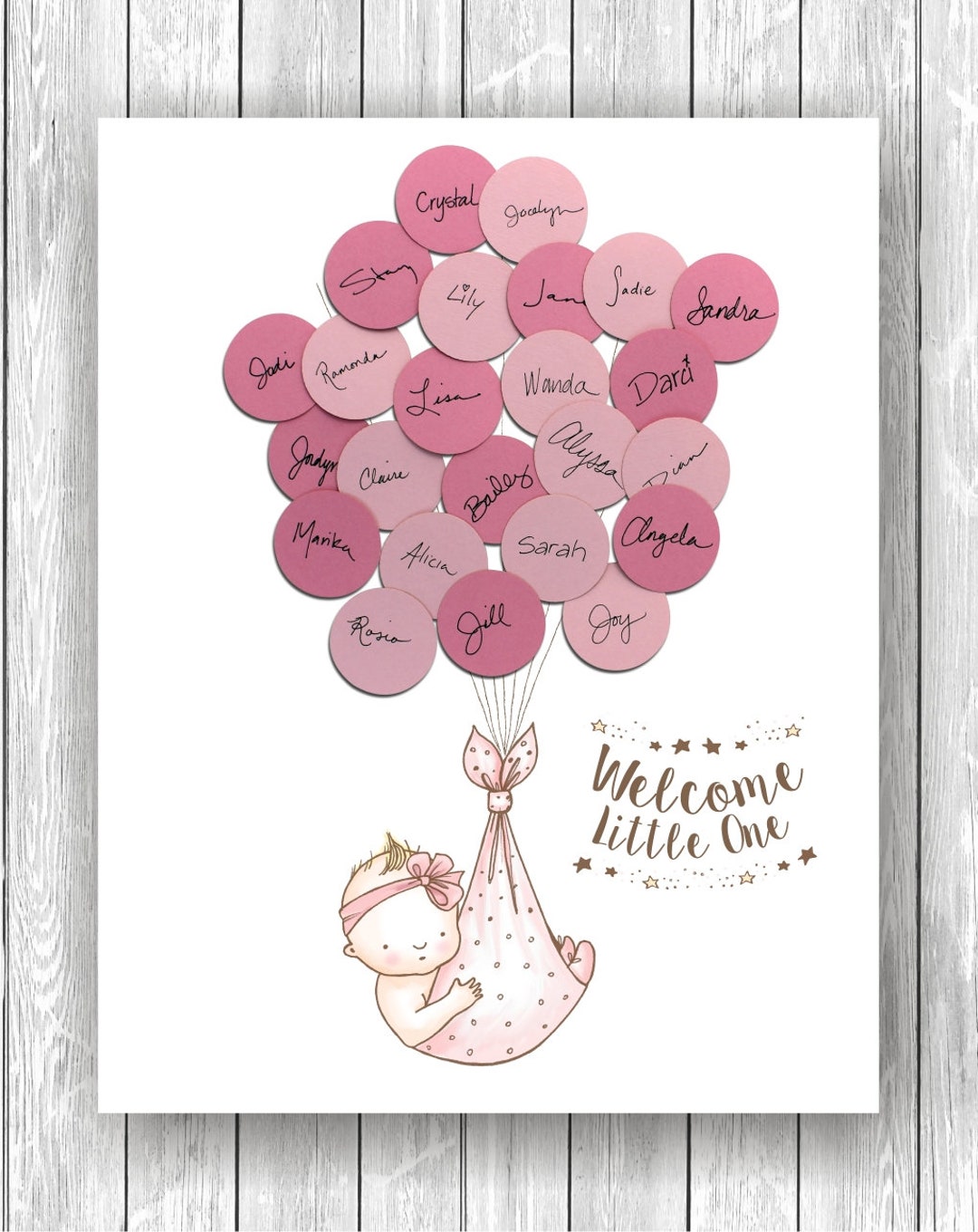 Baby Shower Guest Sign-in - Guest Book Alternative Baby Girl - Etsy